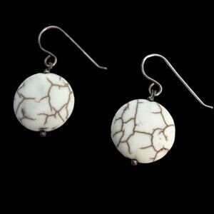 Natural stone Howlite disc earrings
